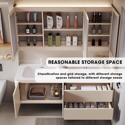 52"- 78" Double Basin Bathroom Vanity Set with Floating Cabinet & Medicine Cabinet