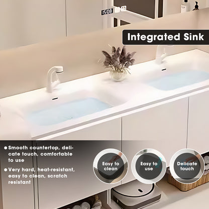52"- 78" Double Basin Bathroom Vanity Set with Floating Cabinet & Medicine Cabinet