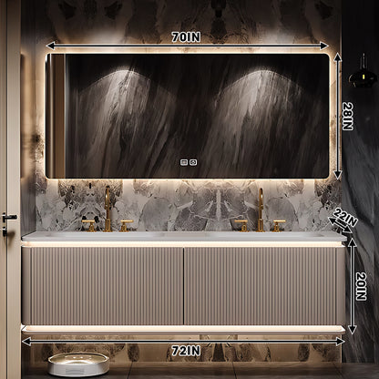 52"- 78" Double Basin Bathroom Vanity Set with LED Backlit Mirror