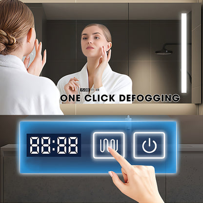 56"- 78" Double Basin Vanity Set with Solid Wood Cabinet and Intelligent LED Mirror