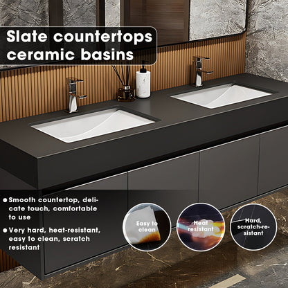 52"- 78" Double Basin Vanity Set with Intelligent LED Defogging Mirror for Bathroom