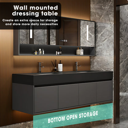 52"- 78" Double Basin Vanity Set with Intelligent LED Defogging Mirror for Bathroom