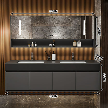 52"- 78" Double Basin Vanity Set with Intelligent LED Defogging Mirror for Bathroom