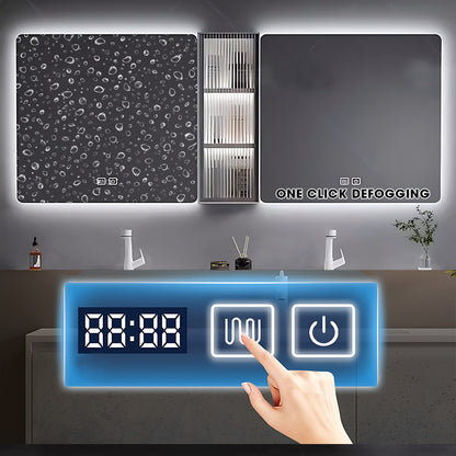 52"- 78" Double Basin White Floating Bathroom Vanity Set with Double Backlit Mirror