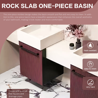64"- 104" Double Bathroom Vanity with Sinks and LED Mirrors