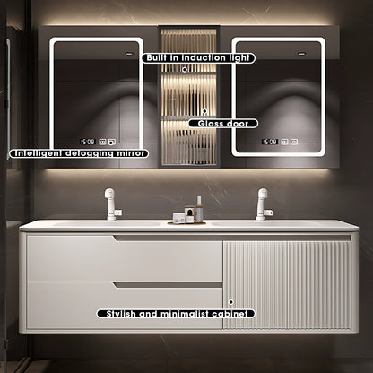 52"- 78" Double Sink Bathroom Cabinets Set with LED Defogging Mirror