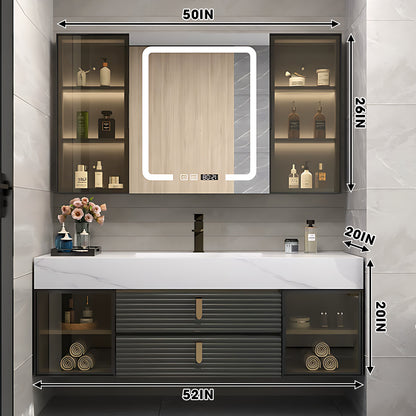 40"- 56" Floating Bath Cabinet Set with Mirror Cabinet and Sink