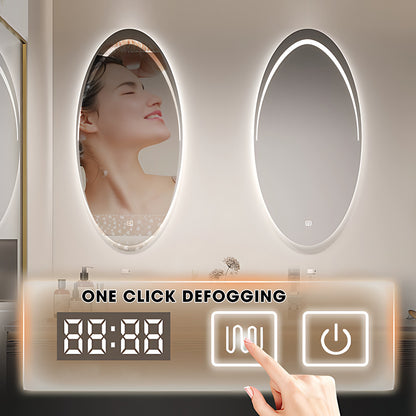 36"- 72" Floating Bath Vanity Set with Oval Smart Defogging Mirror and Sink