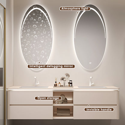 36"- 72" Floating Bath Vanity Set with Oval Smart Defogging Mirror and Sink