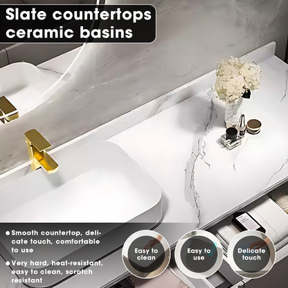48"- 72" Floating Bath Vanity Set with Single Ceramic Basin & Circle Illuminated Mirror