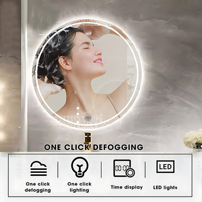 48"- 72" Floating Bath Vanity Set with Single Ceramic Basin & Circle Illuminated Mirror