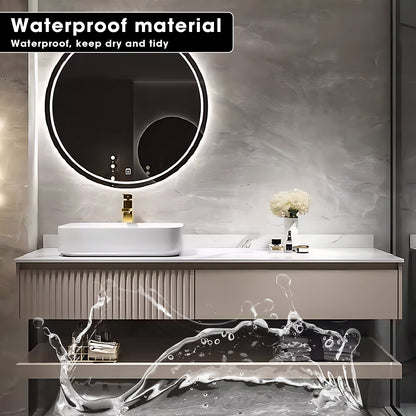 48"- 72" Floating Bath Vanity Set with Single Ceramic Basin & Circle Illuminated Mirror