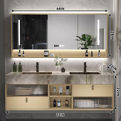 36"- 78" Floating Bath Vanity Set with Smart Mirror and  Ceramic Sink