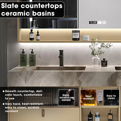 36"- 78" Floating Bath Vanity Set with Smart Mirror and  Ceramic Sink