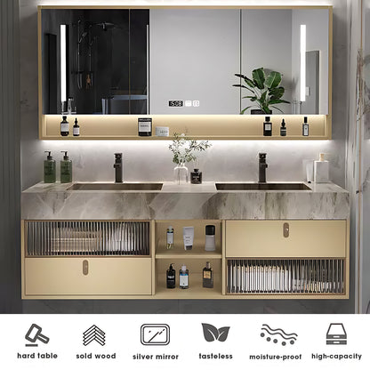 36"- 78" Floating Bath Vanity Set with Smart Mirror and  Ceramic Sink