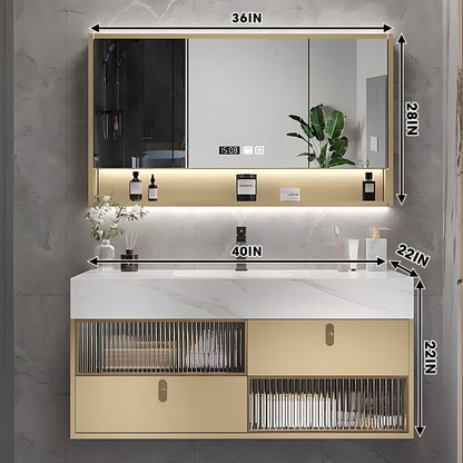 36"- 78" Floating Bath Vanity Set with Smart Mirror and  Ceramic Sink