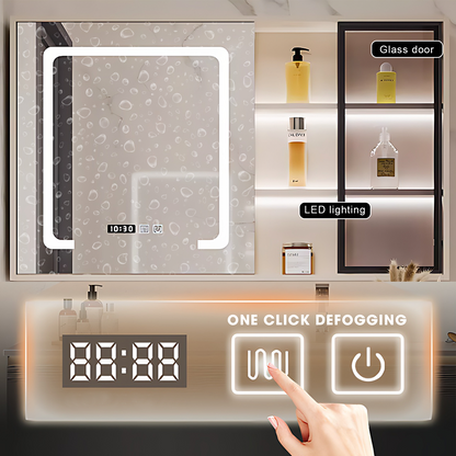 36"- 64" Floating Bathroom Simple White Vanity With Single Sink And Smart Mirror Cabinet