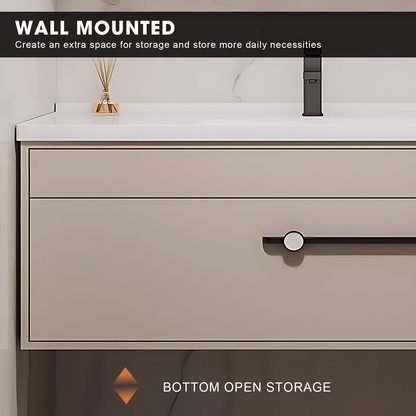 36"- 64" Floating Bathroom Simple White Vanity With Single Sink And Smart Mirror Cabinet