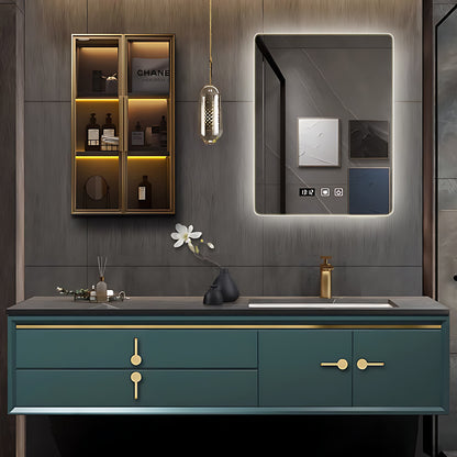 44"- 68" Floating Bathroom Vanity Set with Backlit Mirror & Lighted Cabinet & Basin