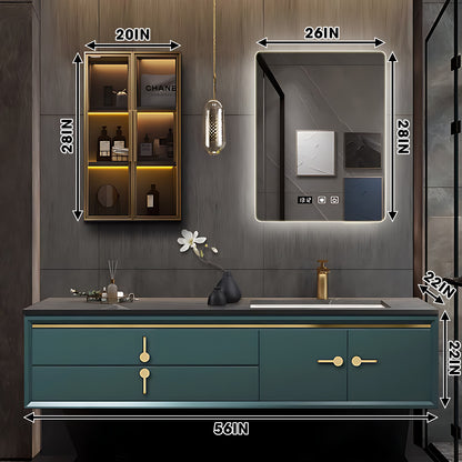 44"- 68" Floating Bathroom Vanity Set with Backlit Mirror & Lighted Cabinet & Basin