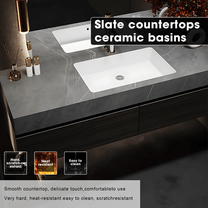 36"- 60" Floating Bathroom Vanity Set with Backlit Mirror and Single Basin