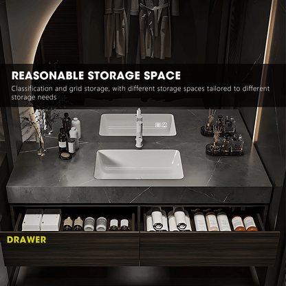 36"- 60" Floating Bathroom Vanity Set with Backlit Mirror and Single Basin