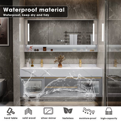 SALE 36" Floating Grey Bathroom Vanity Set with Ceramic Basin and Smart Mirror Cabinet