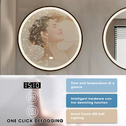 52"- 78" Floating Bathroom Vanity Set with Double Round LED Mirror and Double Sink