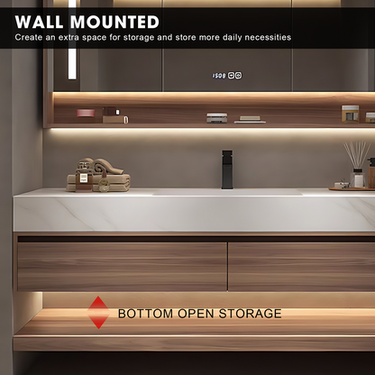 40"- 72" Floating Bathroom Vanity Set with Single Sink and Smart Mirror Cabinet