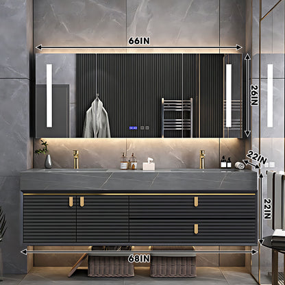 36"- 78" Floating Bathroom Vanity Set with Sink and LED Mirror