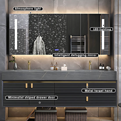 36"- 78" Floating Bathroom Vanity Set with Sink and LED Mirror