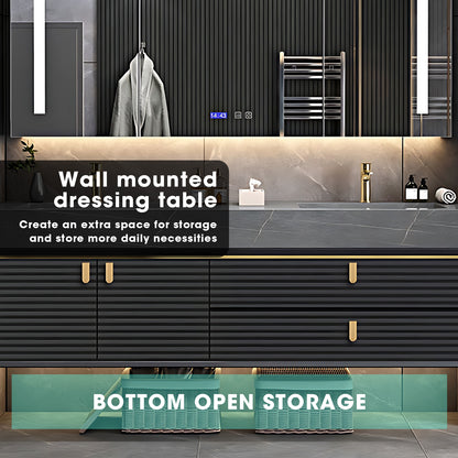 36"- 78" Floating Bathroom Vanity Set with Sink and LED Mirror