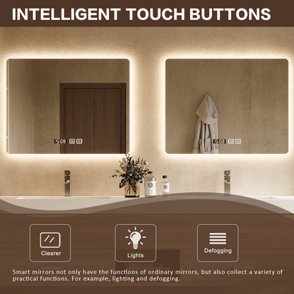 56"- 78" Floating Modern Bathroom Vanity with Double Sinks and LED Smart Defog Mirror