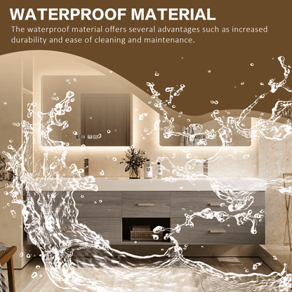 56"- 78" Floating Modern Bathroom Vanity with Double Sinks and LED Smart Defog Mirror