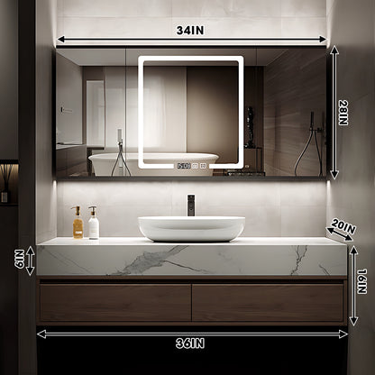 36"- 52" Floating Single Bathroom Vanity Set with Ceramic Basin and LED Mirror