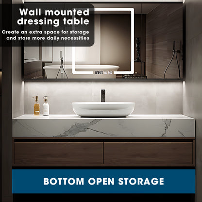 36"- 52" Floating Single Bathroom Vanity Set with Ceramic Basin and LED Mirror