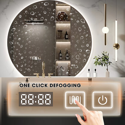 36"- 72" Floating Single Sink Bath Vanity Set with Defogging Round Mirror