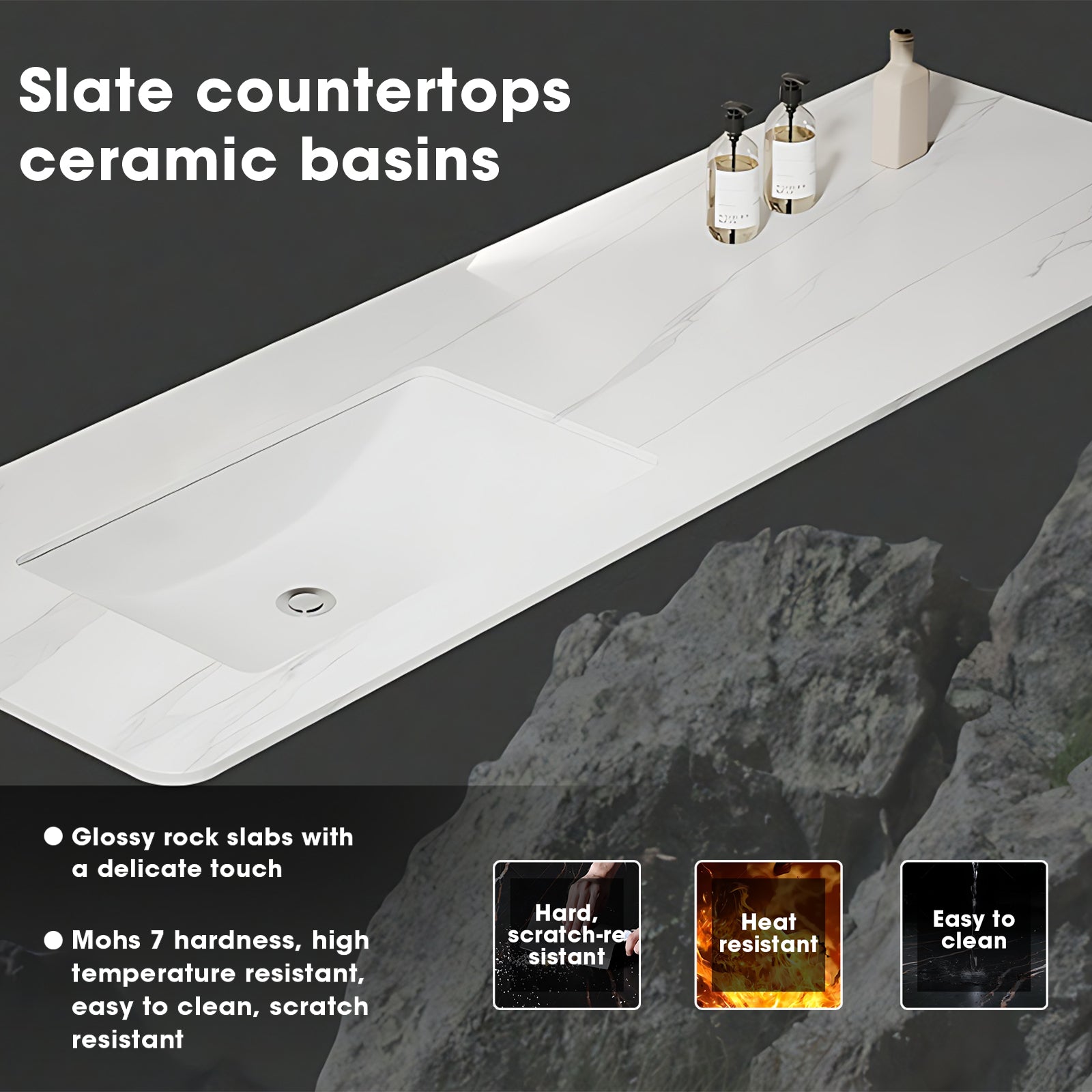 36"- 72" Floating Single Sink Bath Vanity Set with Defogging Round Mirror