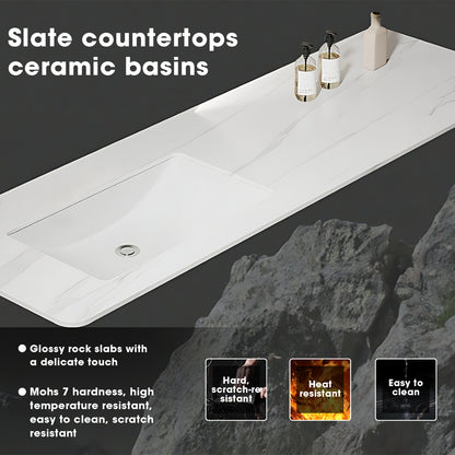 36"- 72" Floating Single Sink Bath Vanity Set with Defogging Round Mirror