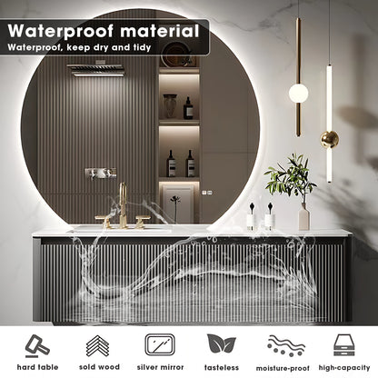 36"- 72" Floating Single Sink Bath Vanity Set with Defogging Round Mirror