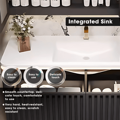 40"- 72" Floating Single Sink Bathroom Vanity Set with Mirror Cabinet and Sensor Light