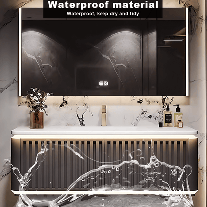 40"- 72" Floating Single Sink Bathroom Vanity Set with Mirror Cabinet and Sensor Light