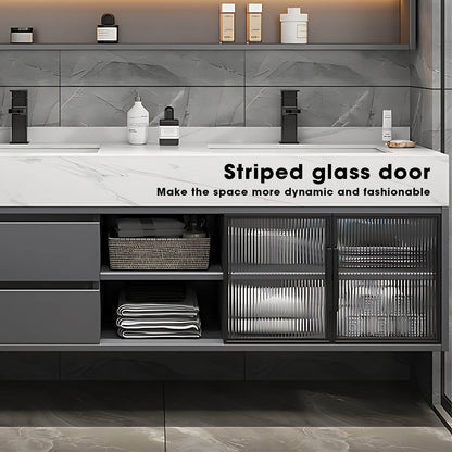 36"- 78" Floating Vanity Set for Bathroom with Smart LED Mirror and Sink