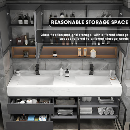 36"- 78" Floating Vanity Set for Bathroom with Smart LED Mirror and Sink