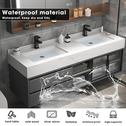 36"- 78" Floating Vanity Set for Bathroom with Smart LED Mirror and Sink