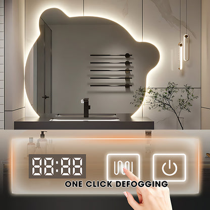 44"- 78" Floating Vanity Set with Lighted Irregular Mirror and Sink for Bathroom