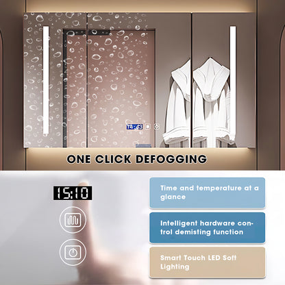 36"- 60" Freestanding Single Ceramic Basin Bath Vanity Set with Defogging Mirror Cabinet