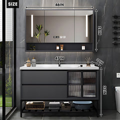 36"- 47" Freestanding Smart Mirror Bath Cabinet Set with Single Sink ...