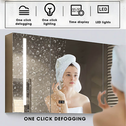 32"- 72" Gold Bathroom Cabinets Set with Lighted Mirror and Basin