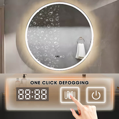 32"- 78" Gold Freestanding Bathroom Vanity Set with Circle Illuminated Mirror & Lighting Glass Cabinet & Sink